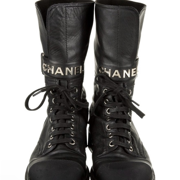 Chanel 2022 Leather Combat Boots - Picture 2 of 5